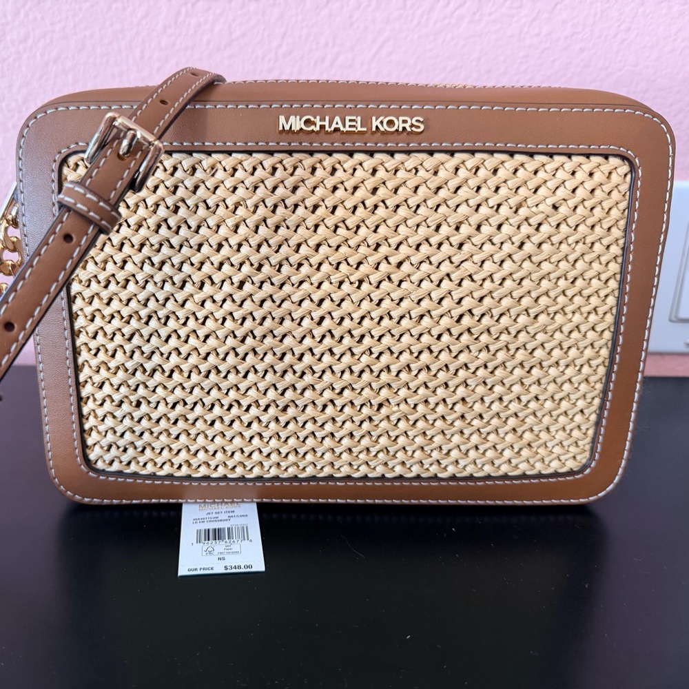 NWOT. Michael Kors Jet Set Medium Woven Crossbody